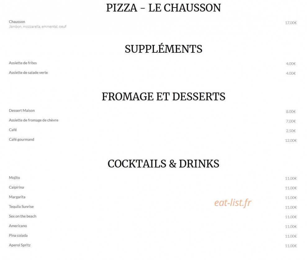 Le Bistro — carte page 3