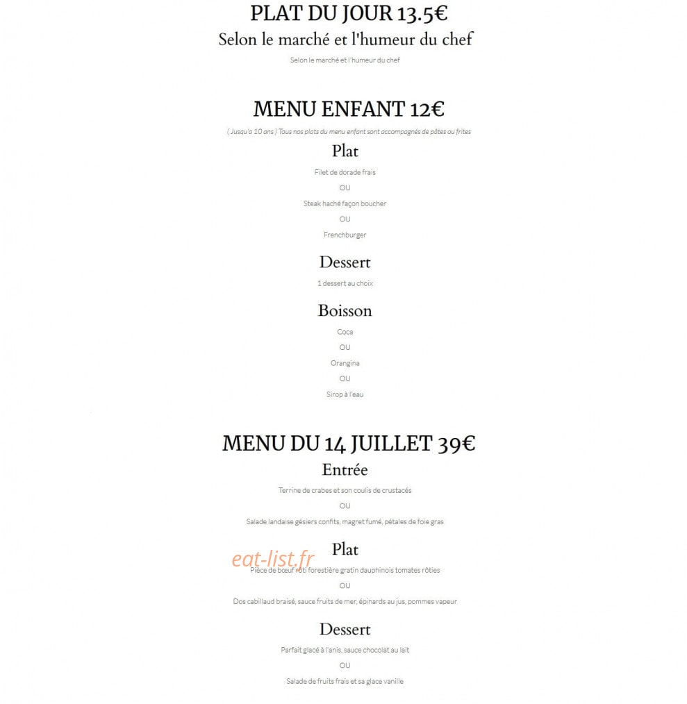Le Bistro — carte page 5