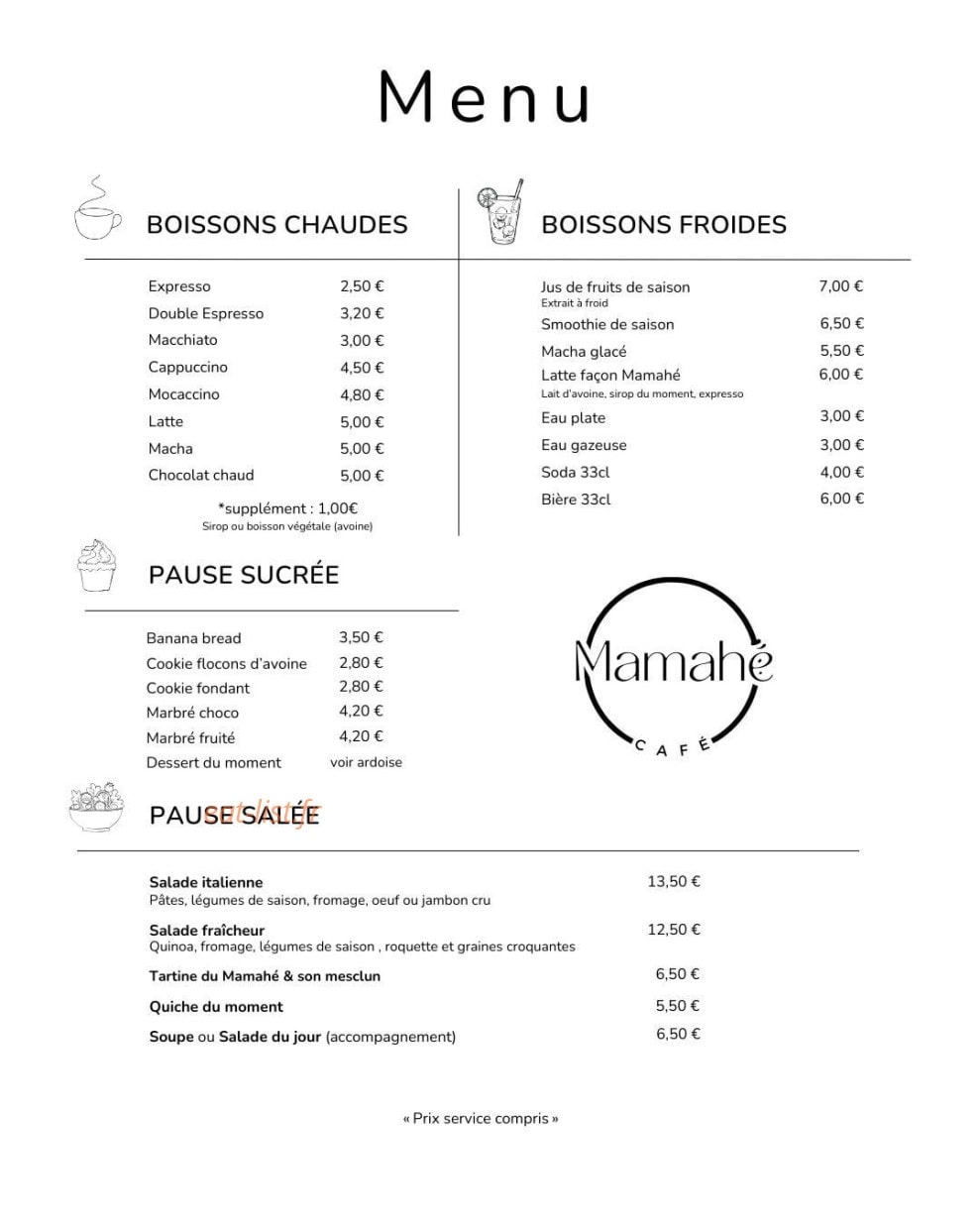 Mamahé café — carte page 1