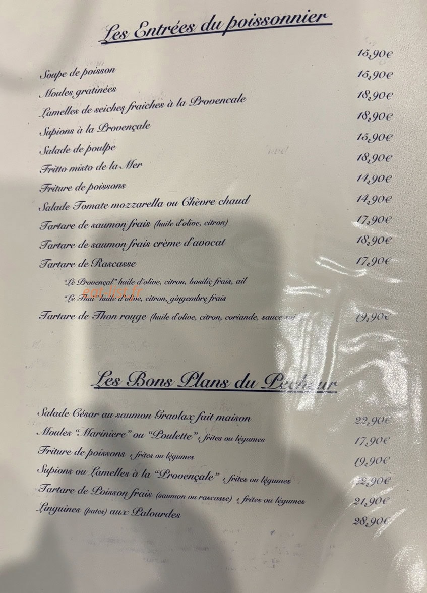 Poissonnerie Laurent — carte page 1