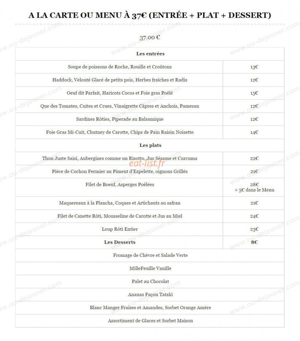 Restaurant Angélina — carte page 1