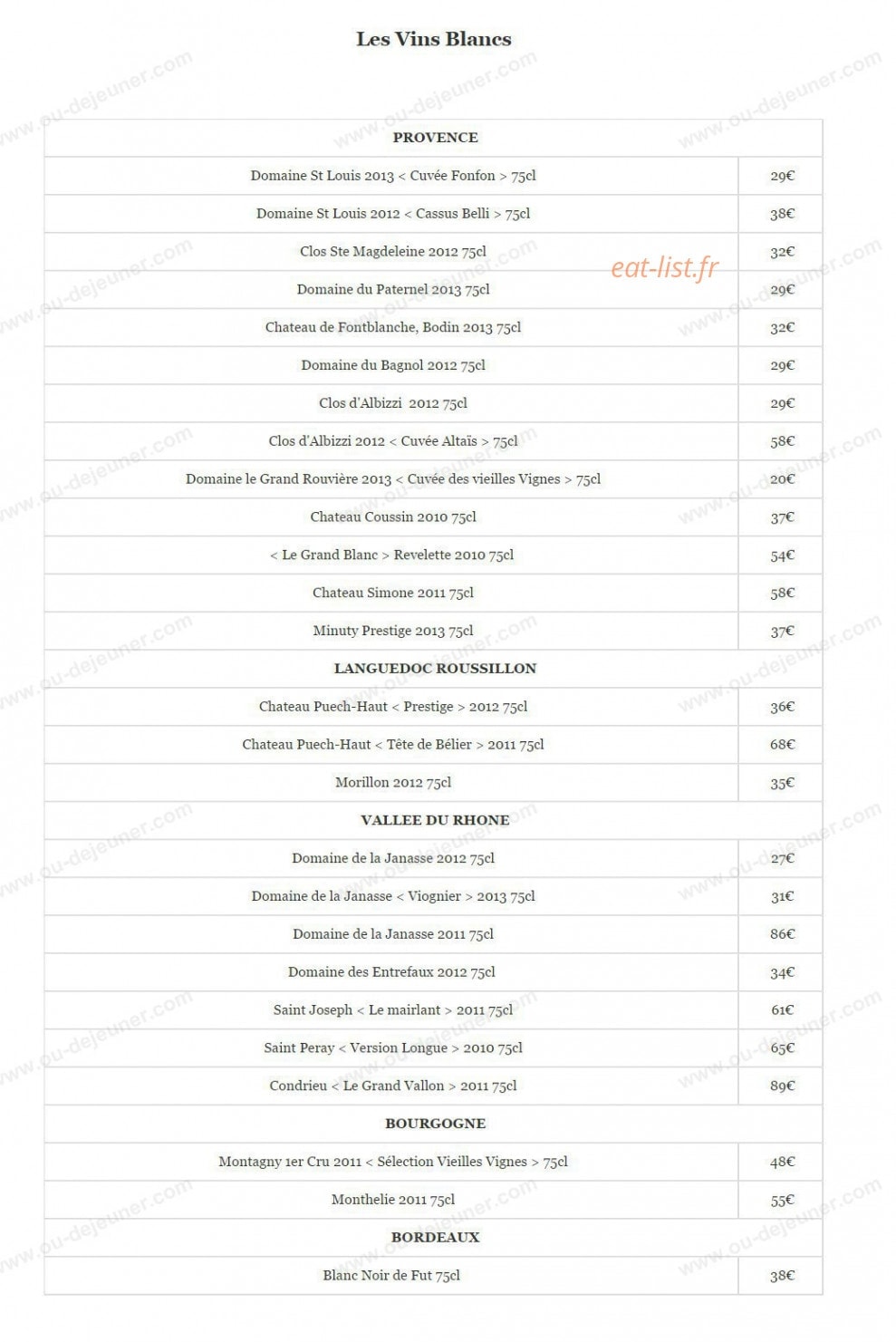 Restaurant Angélina — carte page 4