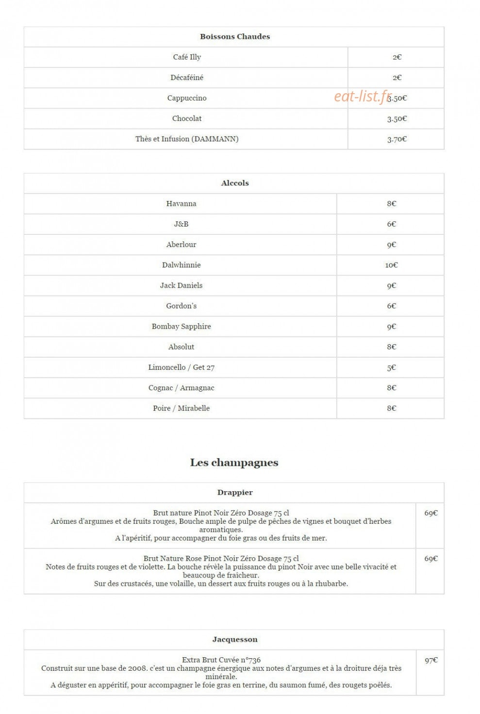 Restaurant Angélina — carte page 3