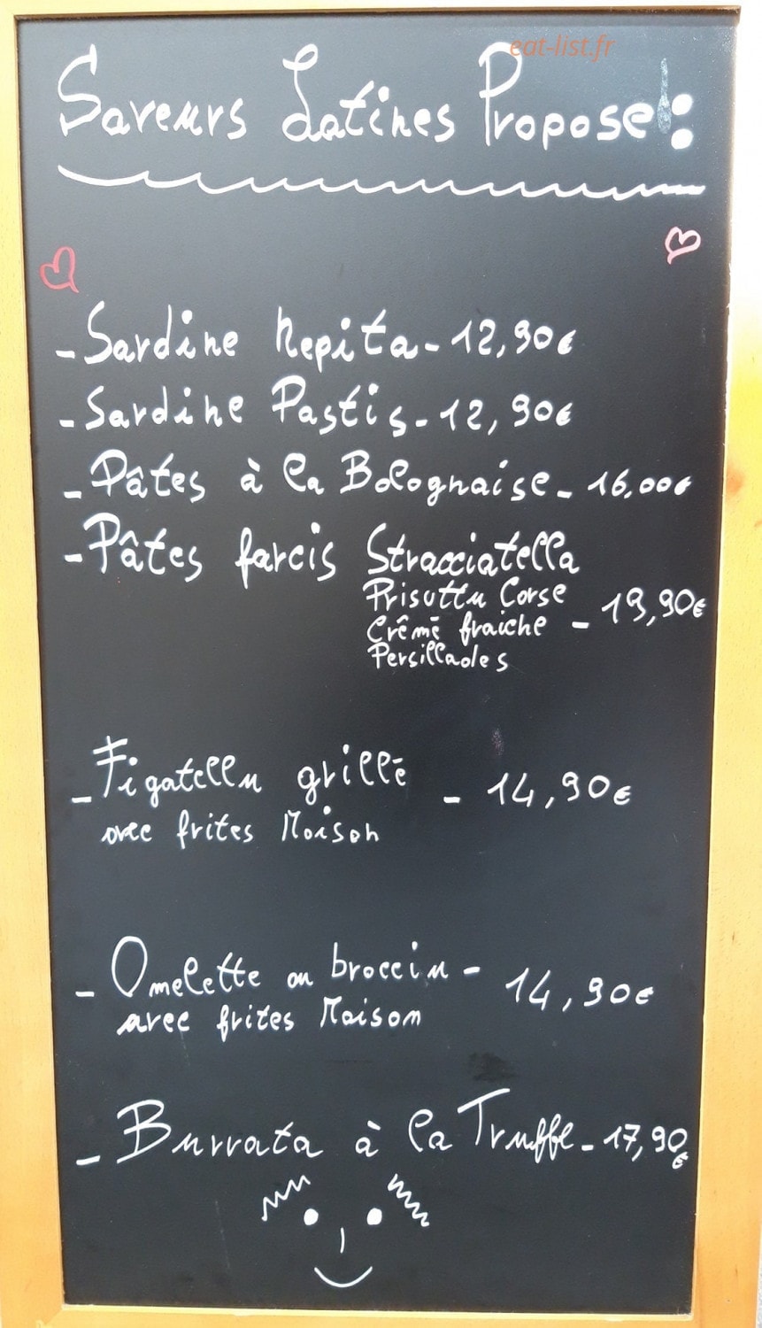 Saveurs Latines — carte page 1