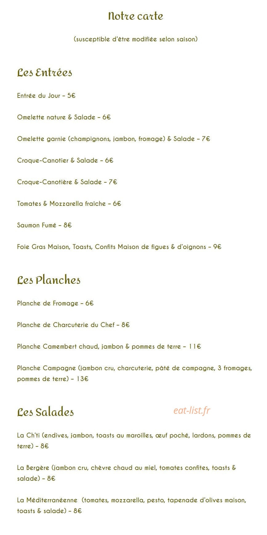 Le P'tit Canotier — carte page 2