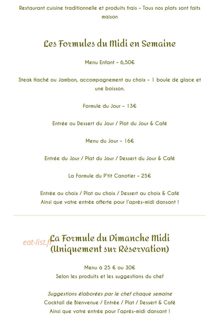 Le P'tit Canotier — carte page 1
