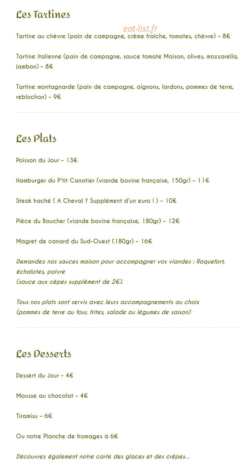 Le P'tit Canotier — carte page 3