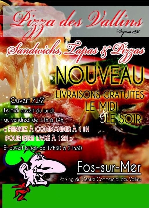Pizza des Vallins — carte page 1