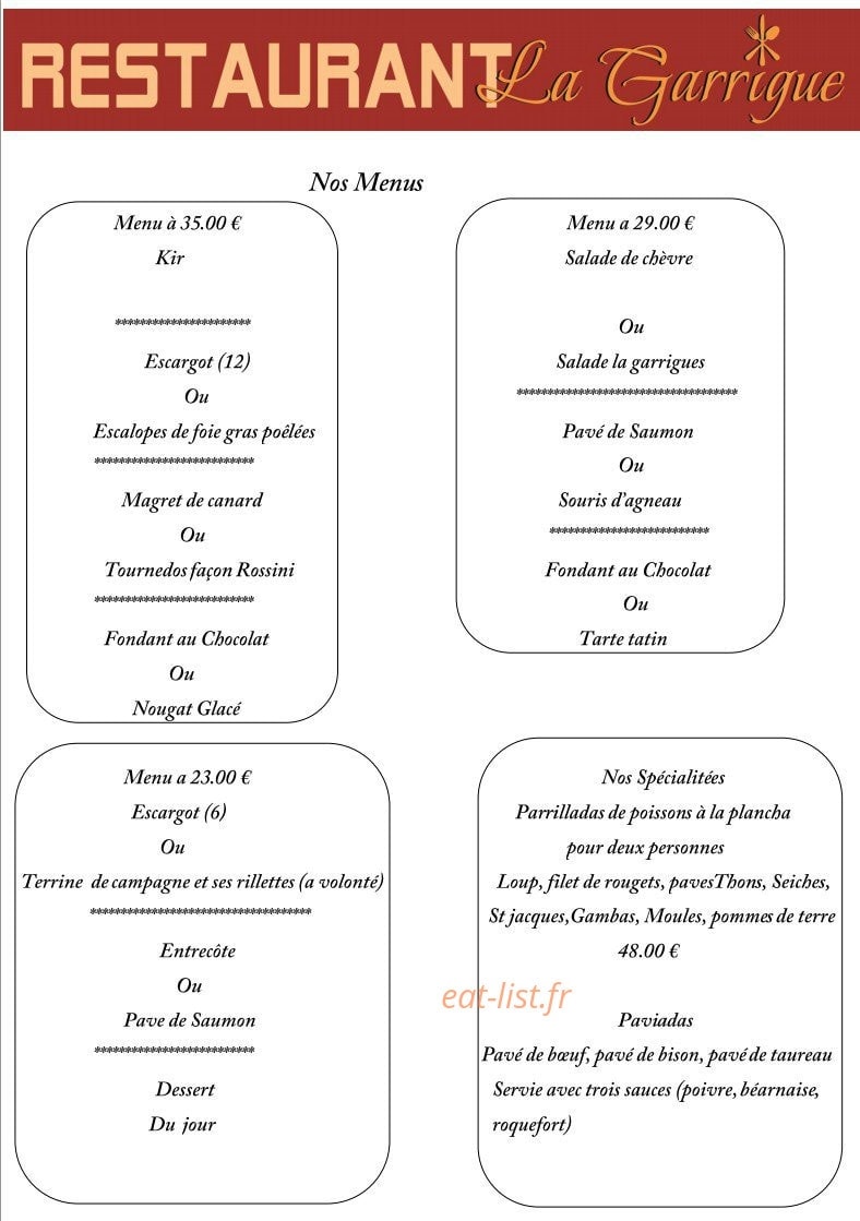 Restaurant La garrigue — carte page 4
