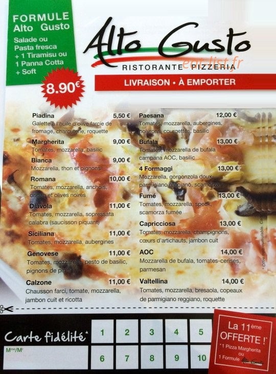 Alto Gusto — carte page 1