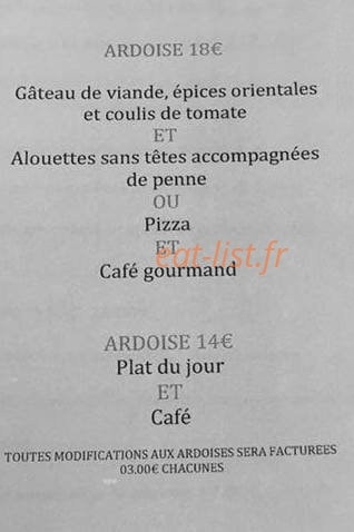 Brasserie du centre — carte page 1
