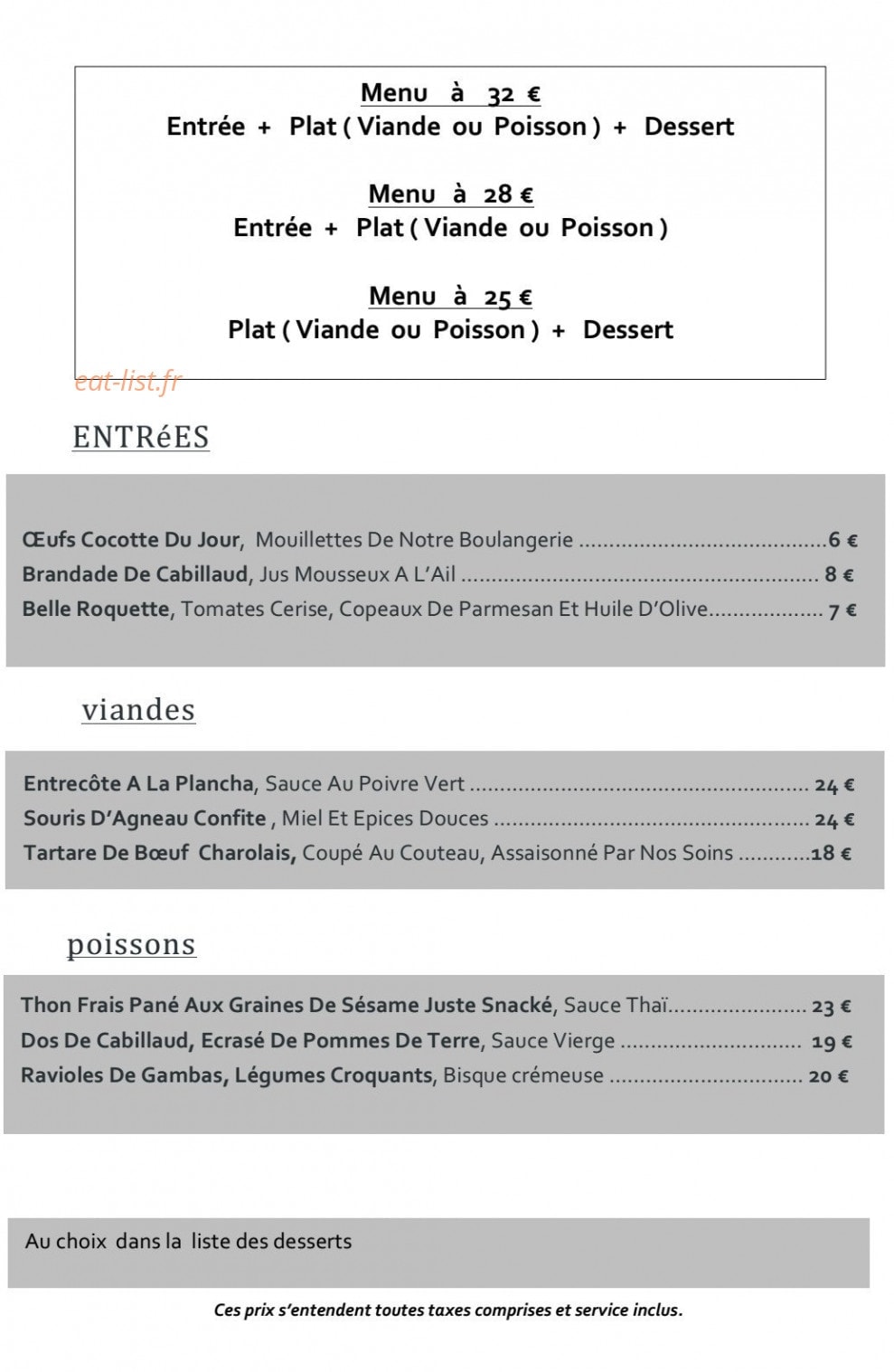 La Table By Joséphine — carte page 2
