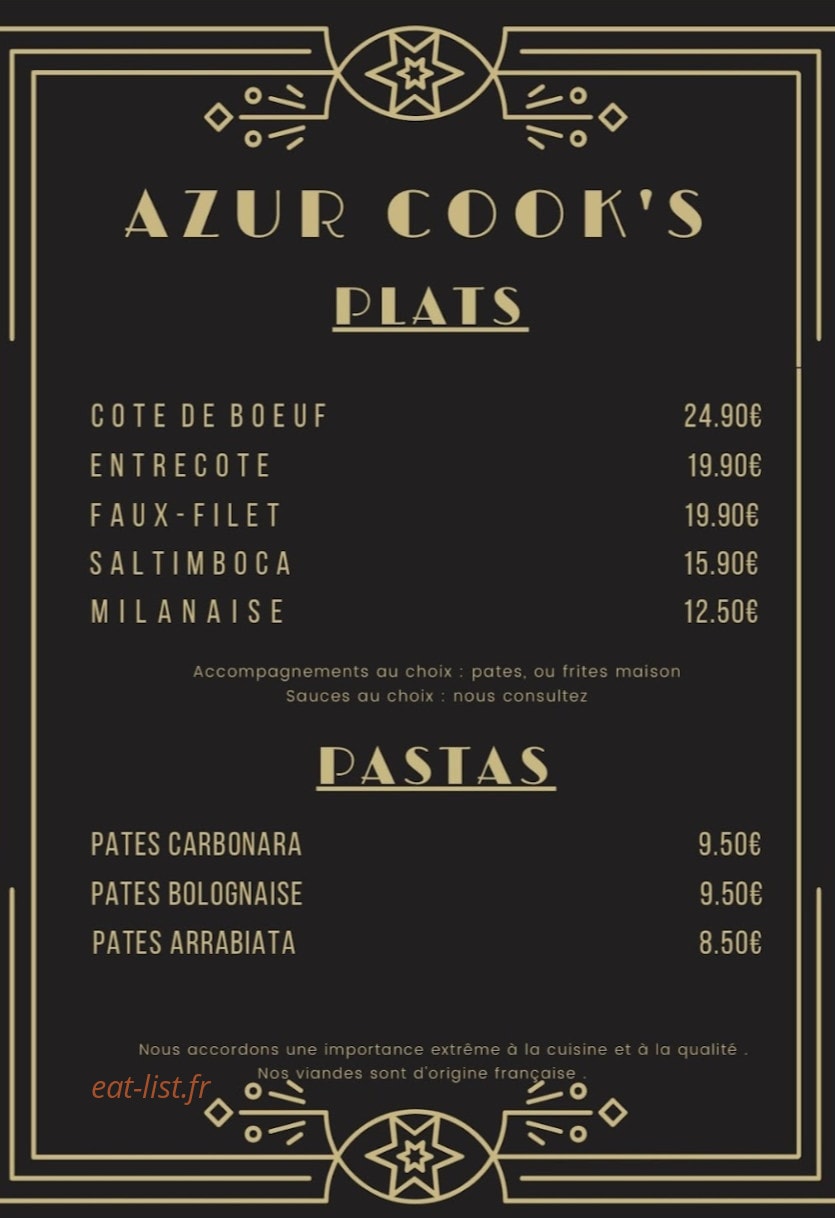 Azur Food — carte page 2