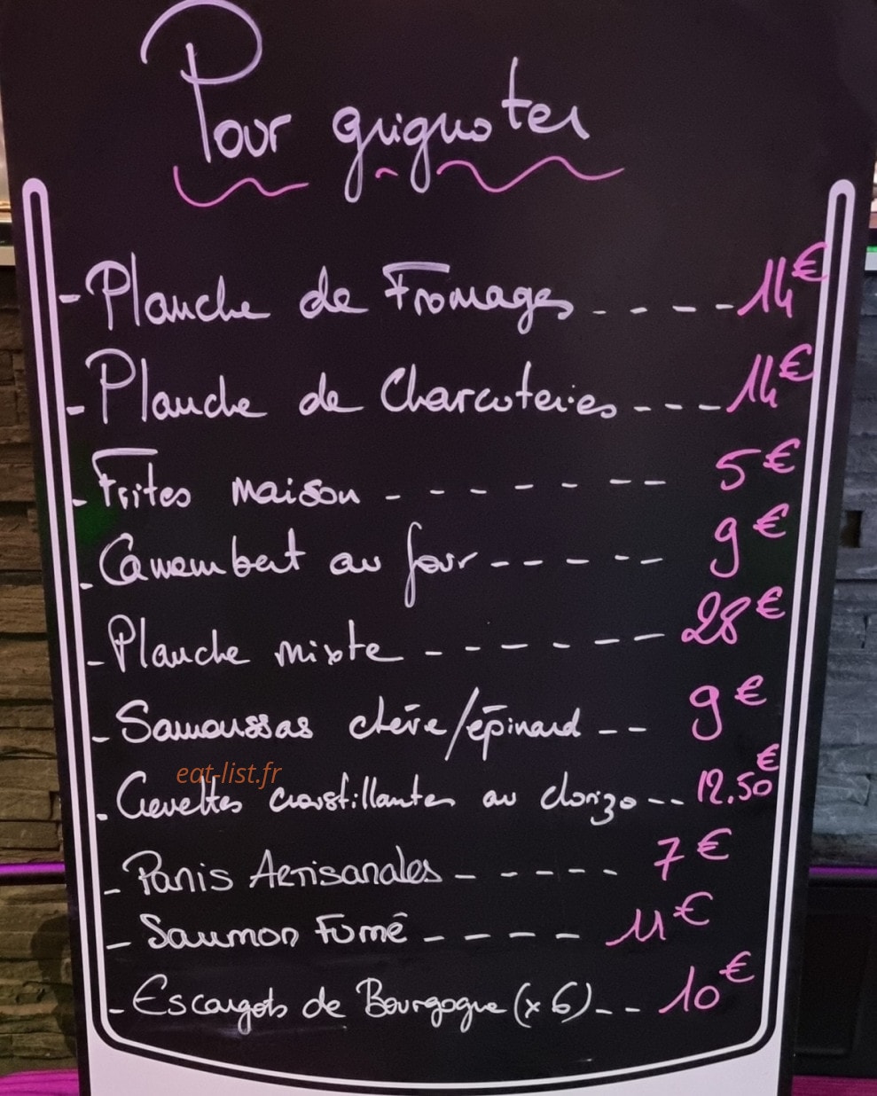 Bar à vin Jusqu'à la lie — carte page 1