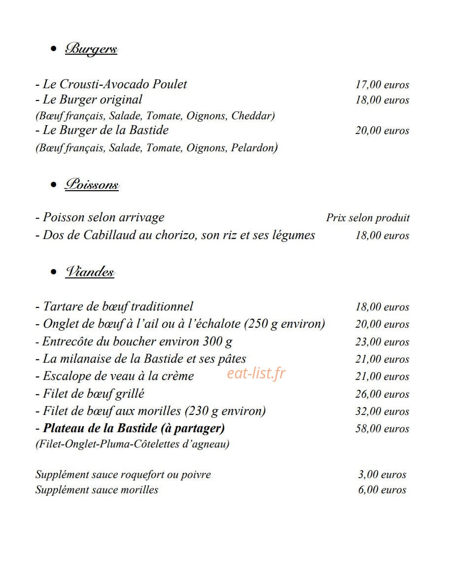 Bastide Chez Mus — carte page 2