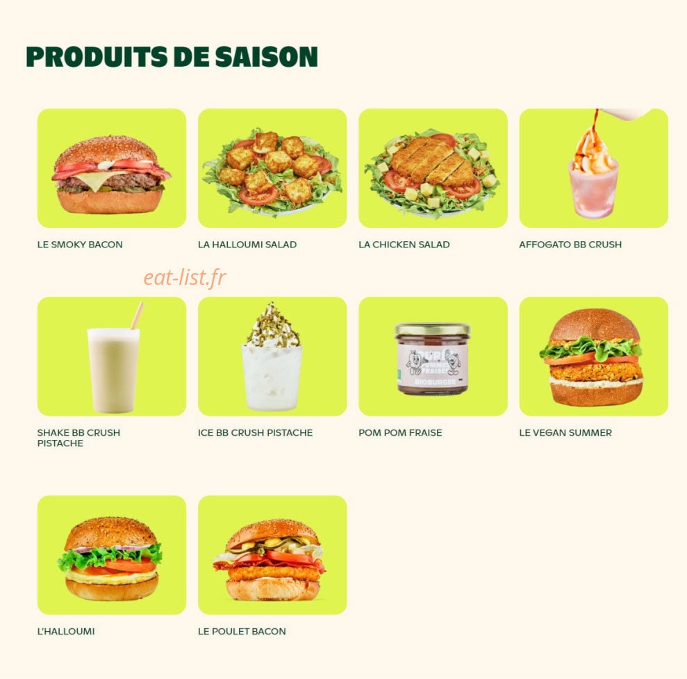 Bioburger — carte page 1