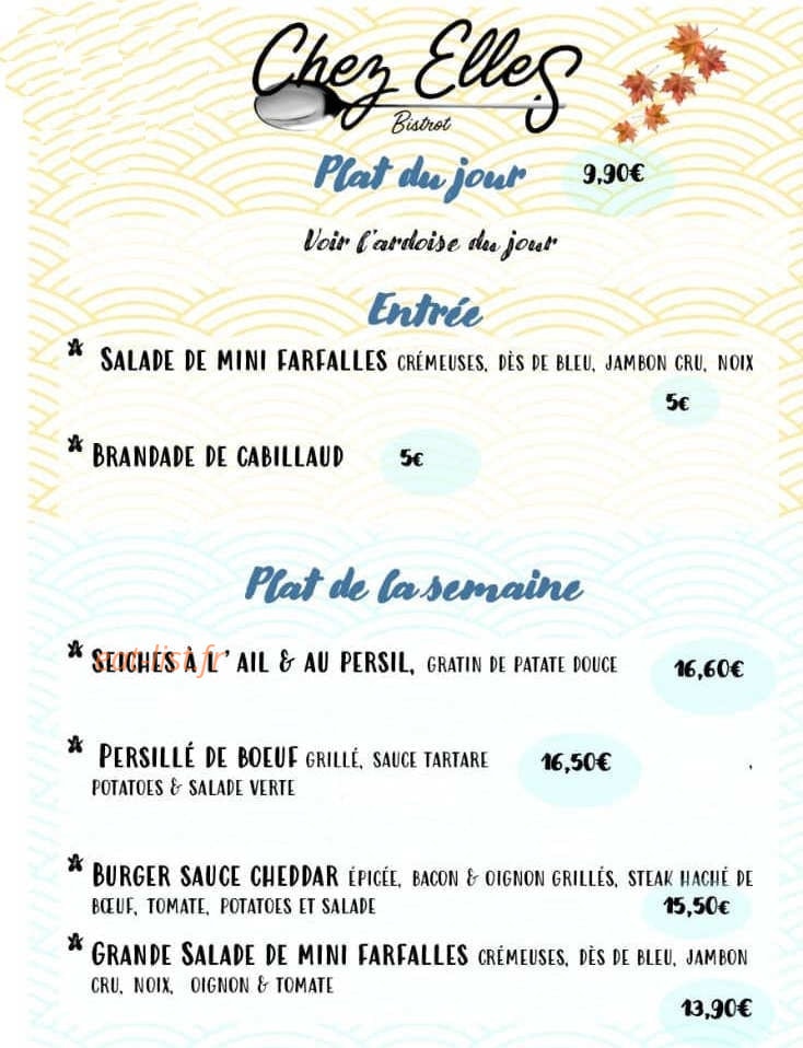 Bistrot Chez Elles — carte page 1