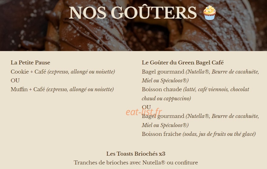 Green Bagel Café — carte page 5