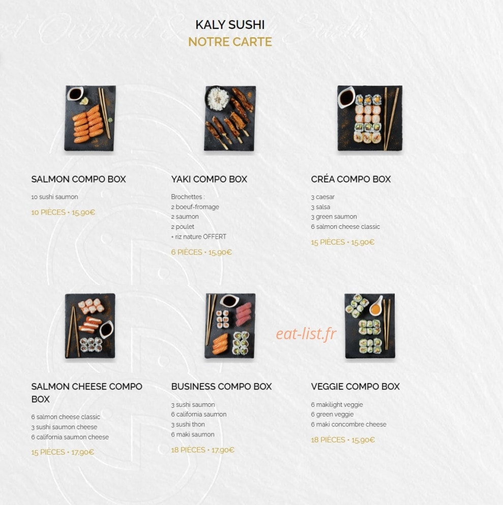 Kaly Sushi — carte page 2