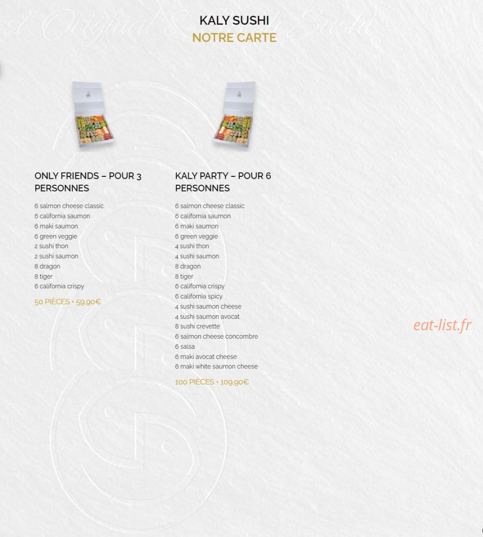 Kaly Sushi — carte page 3