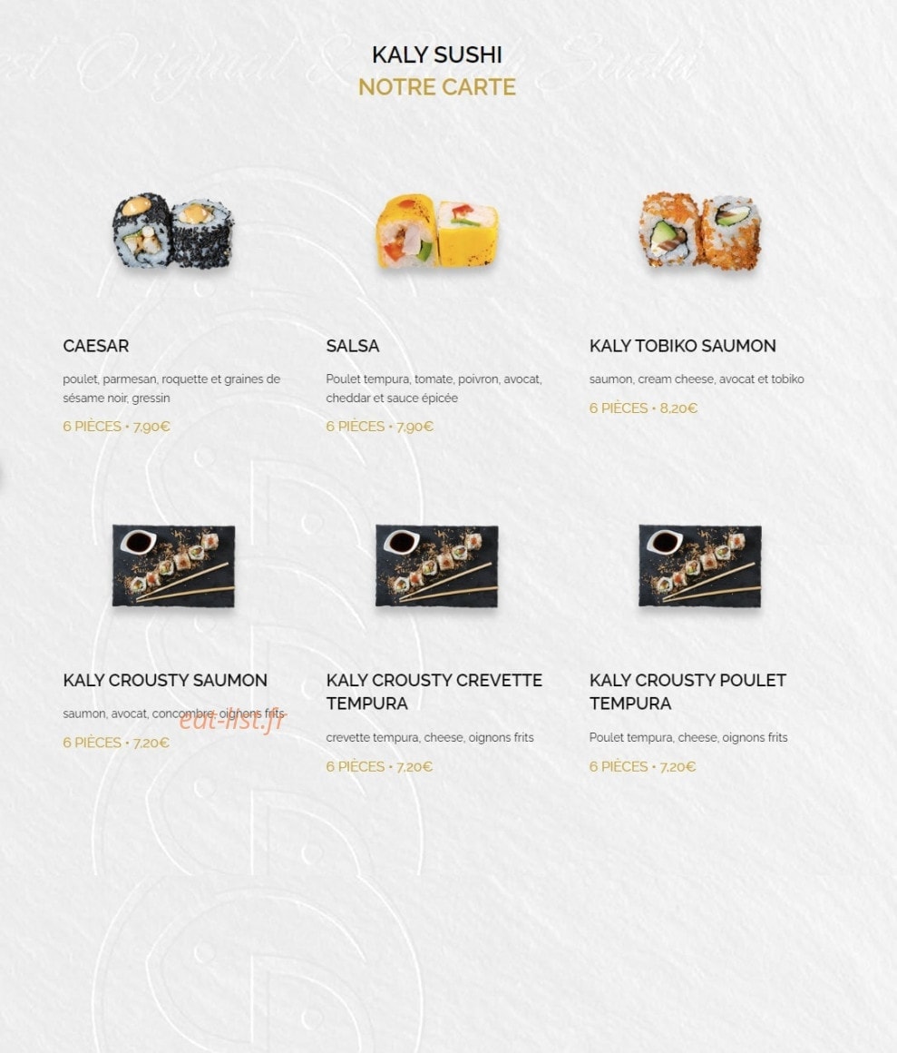Kaly Sushi — carte page 14
