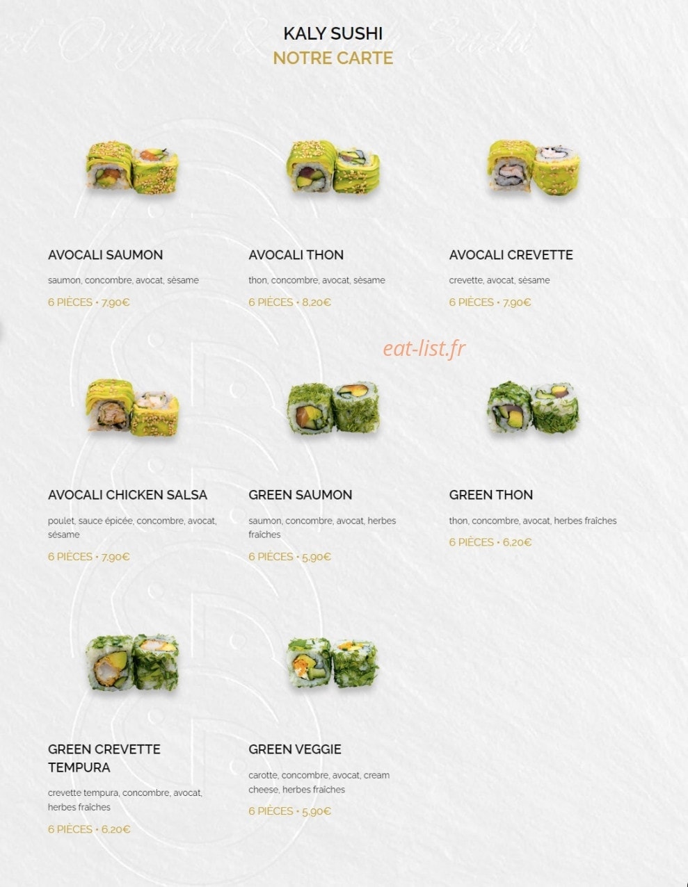 Kaly Sushi — carte page 13
