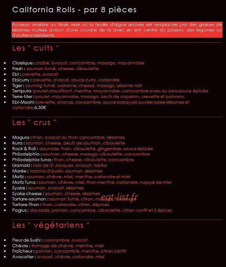Kot & Sushi — carte page 3