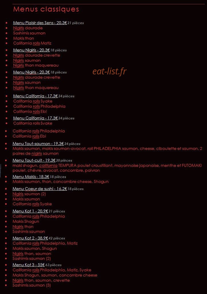Kot & Sushi — carte page 8