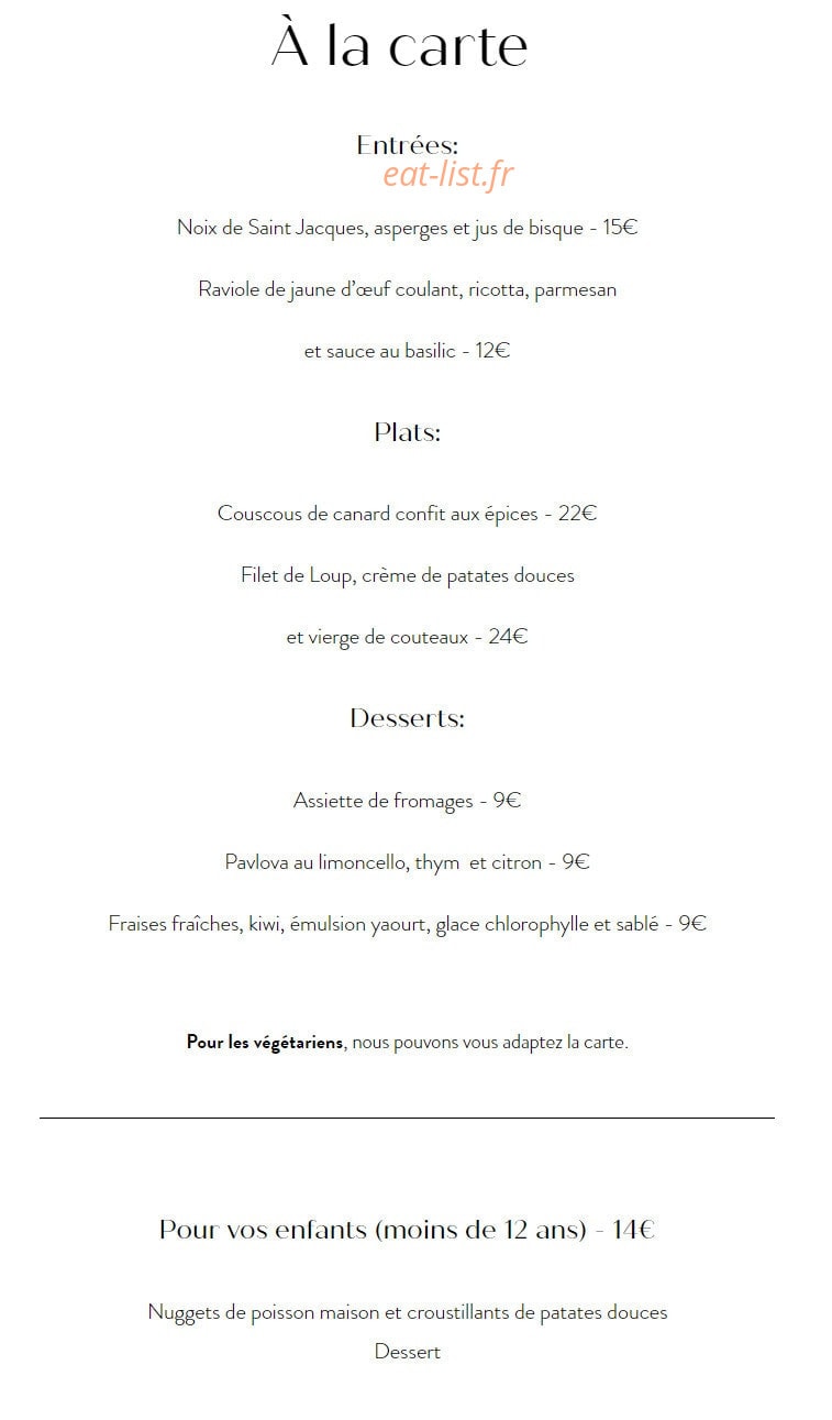 L'atelier de la Cheffe — carte page 1