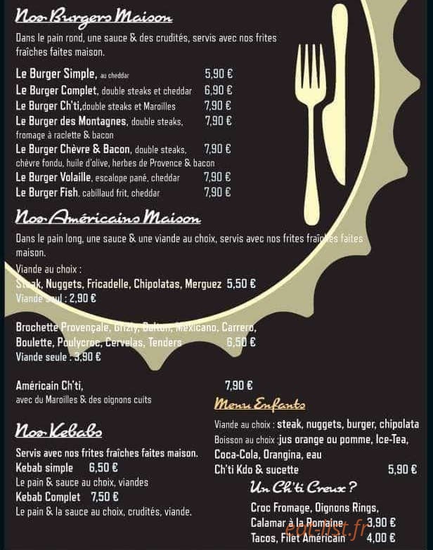 La Baraque À Frites de Marie — carte page 1