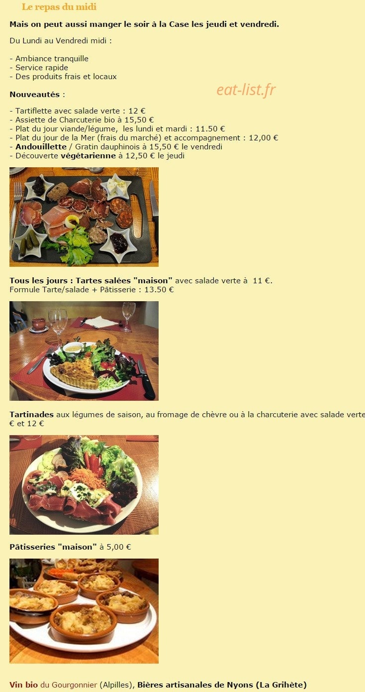 La Case — carte page 1