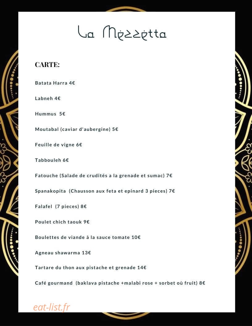 La Mezzetta — carte page 1