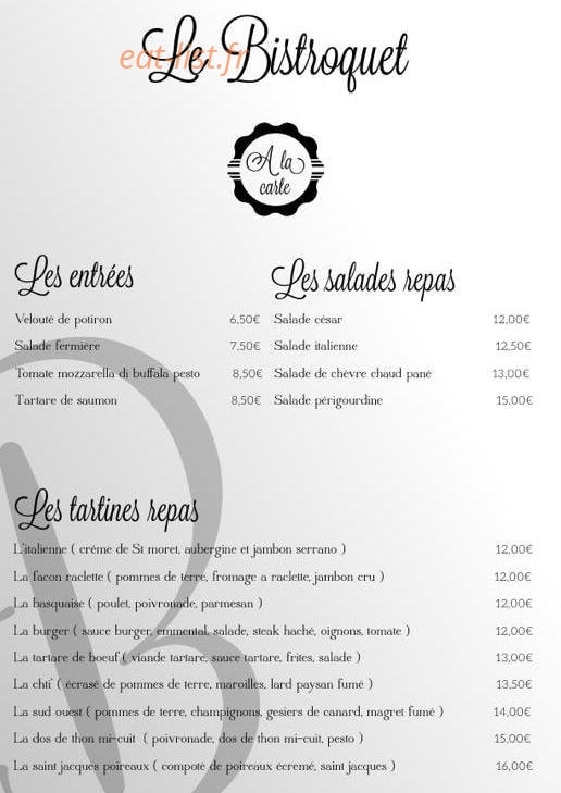 Le Bistroquet — carte page 2