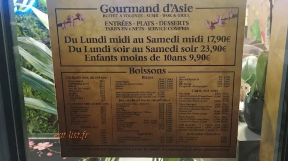 Le Gourmand d'Asie — carte page 1