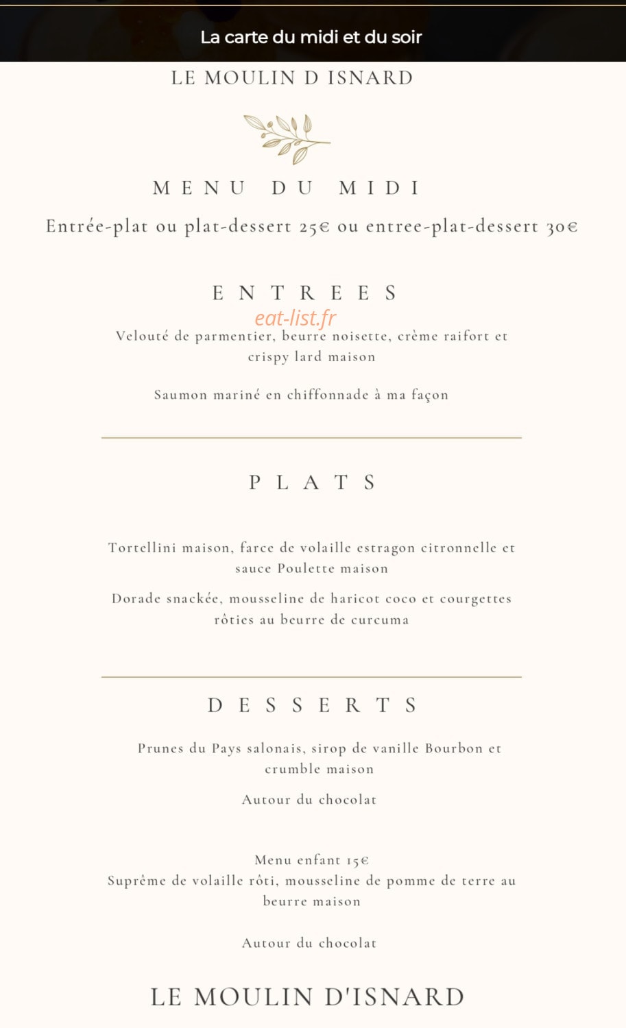 Le moulin d'Isnard — carte page 1
