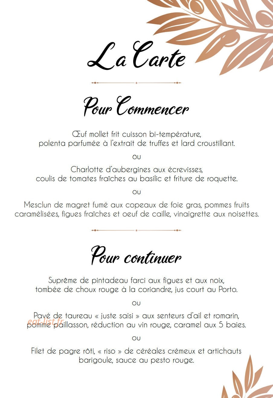 Le Moulin des Sens — carte page 1