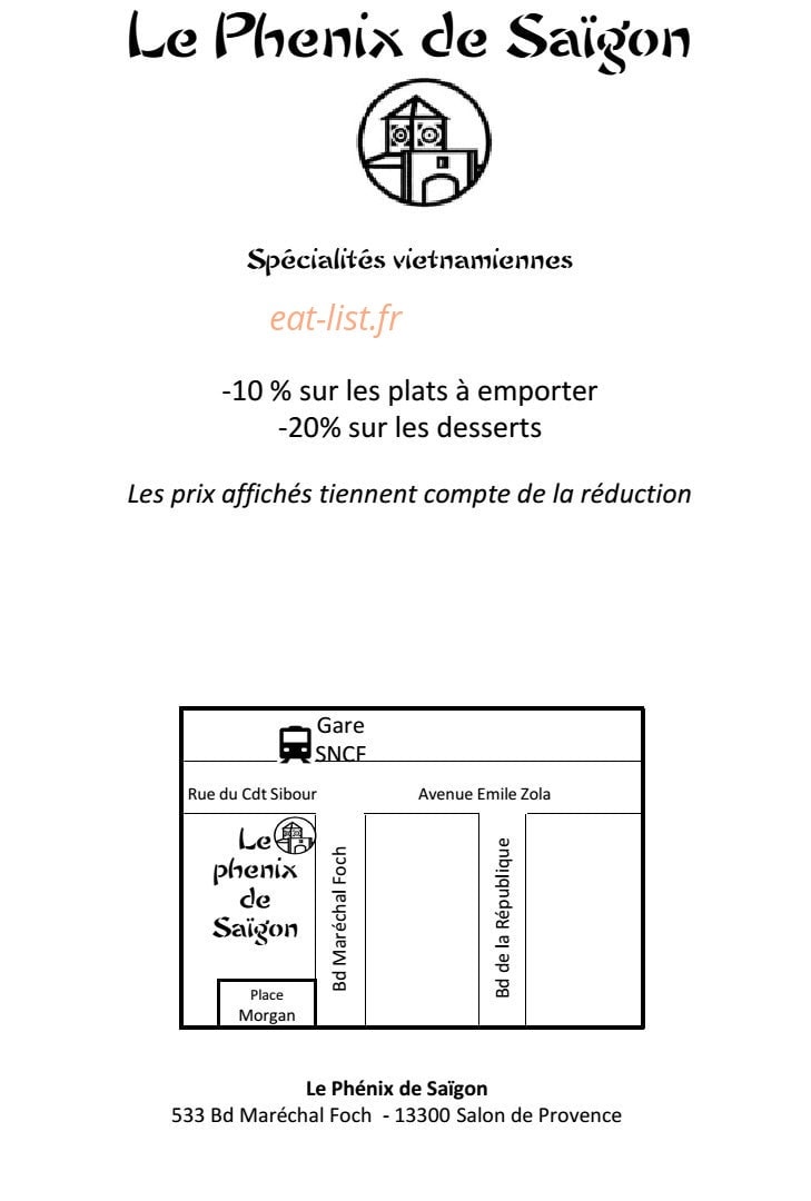 Le Phenix de Saigon — carte page 1