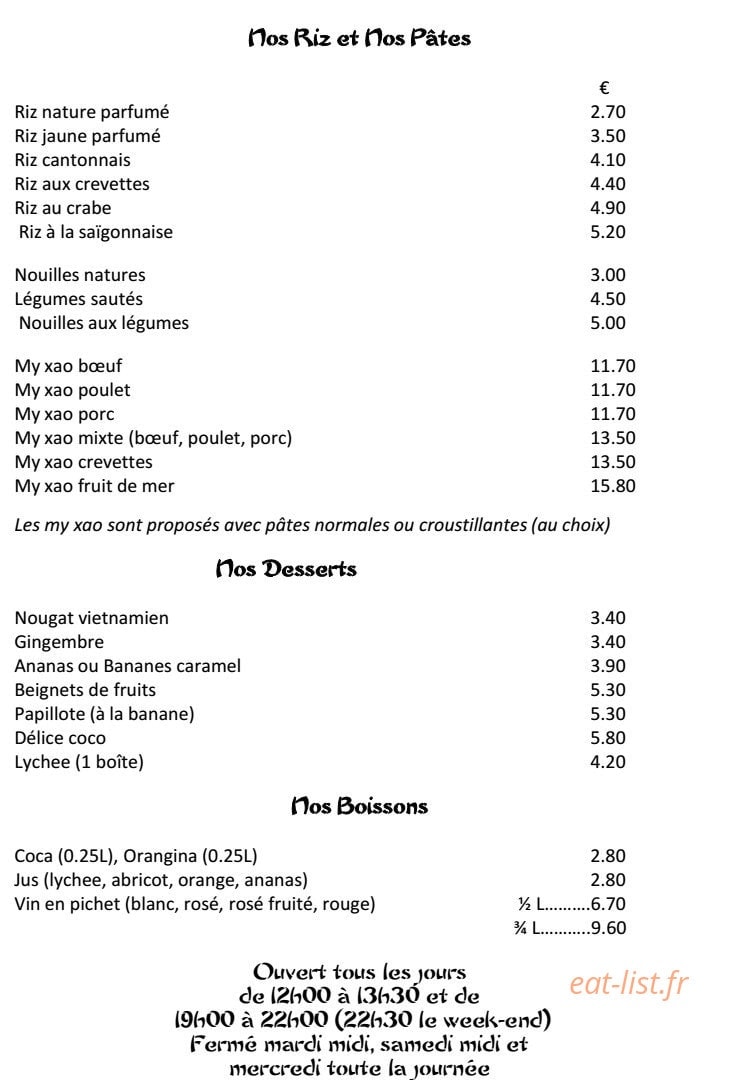Le Phenix de Saigon — carte page 4