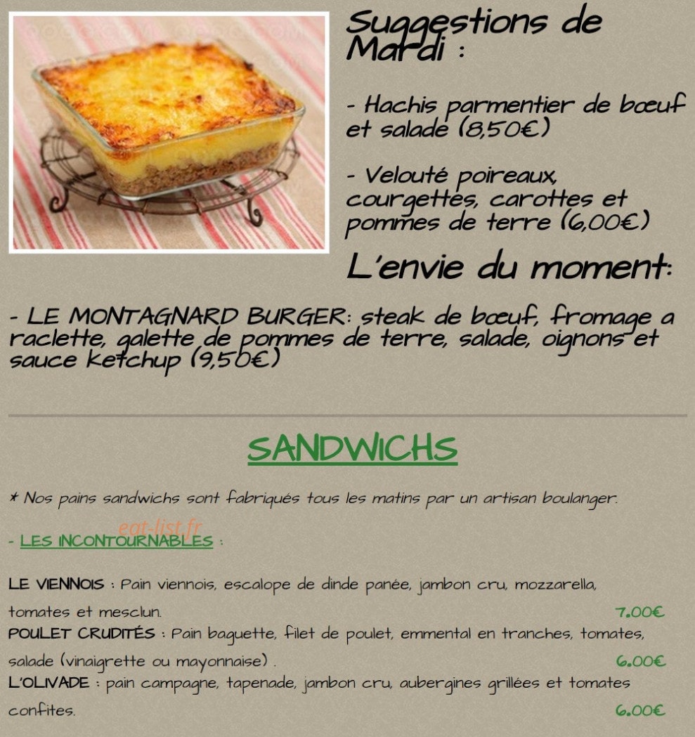 Les Marmitons — carte page 1