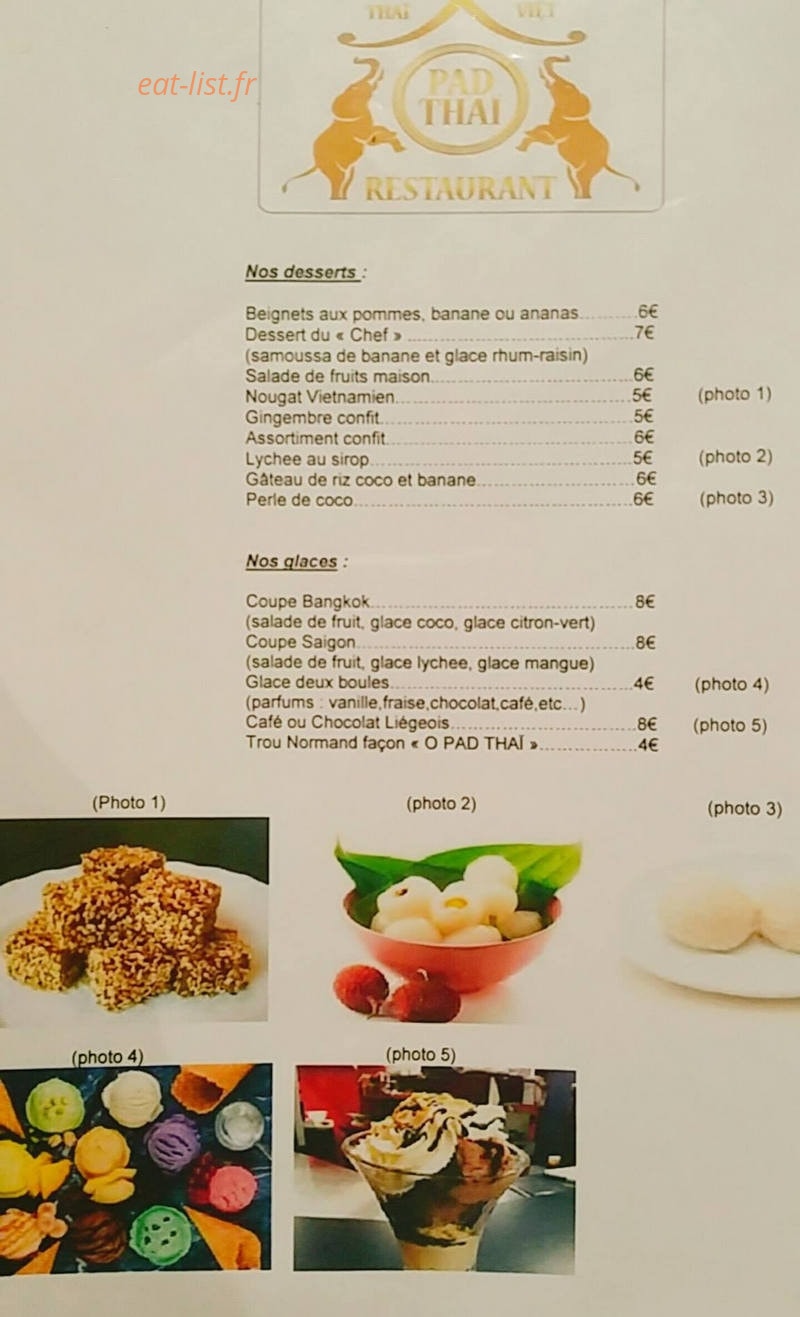Ô Pad Thaï — carte page 4