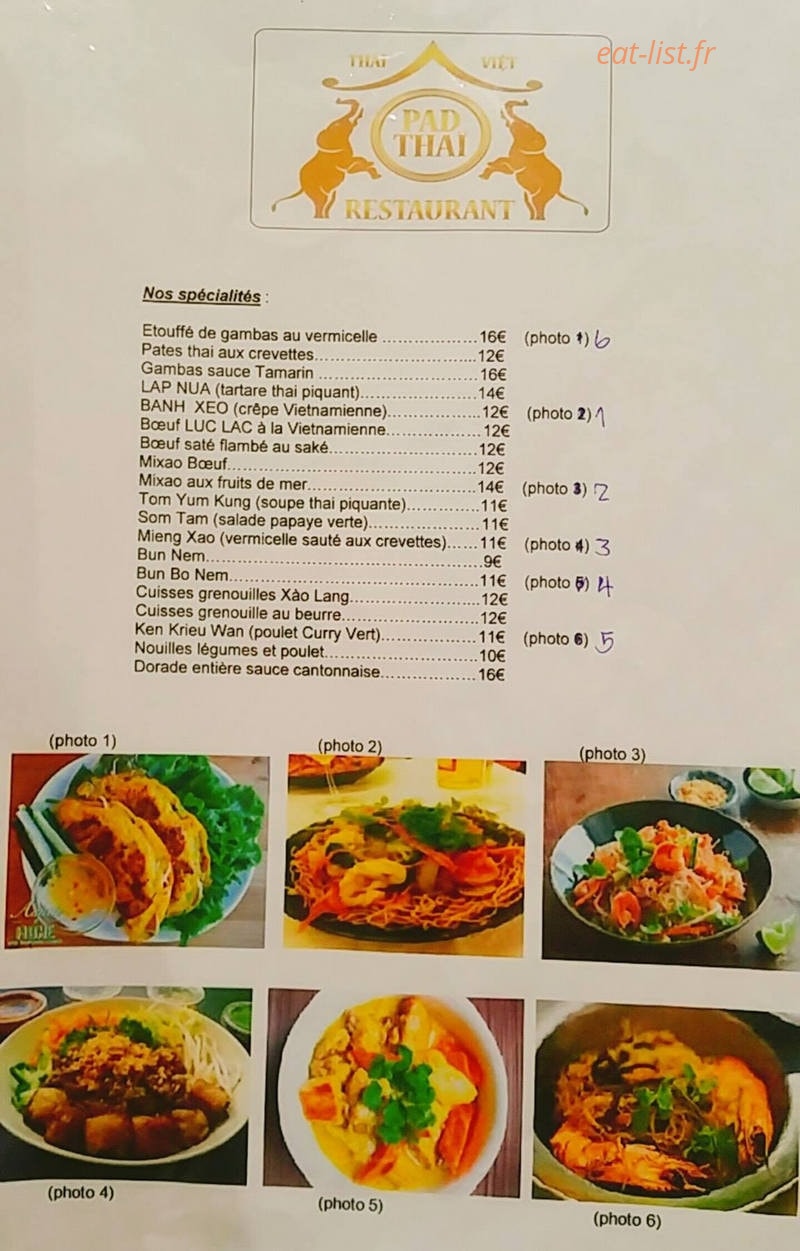 Ô Pad Thaï — carte page 3