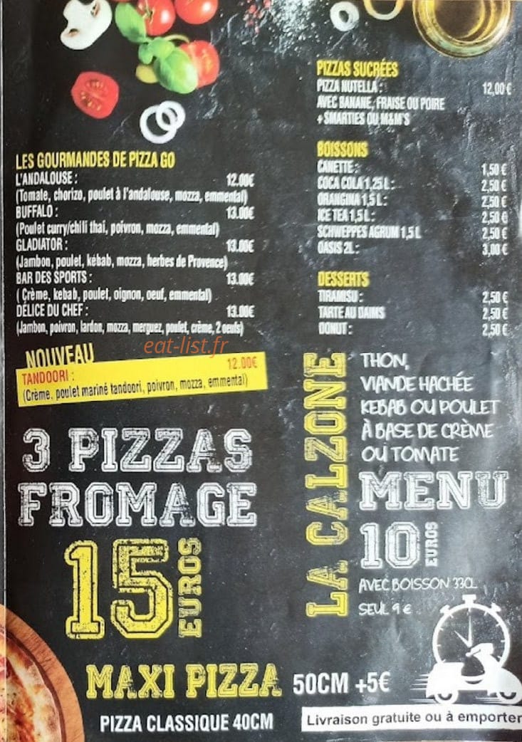 Pizza Go — carte page 2