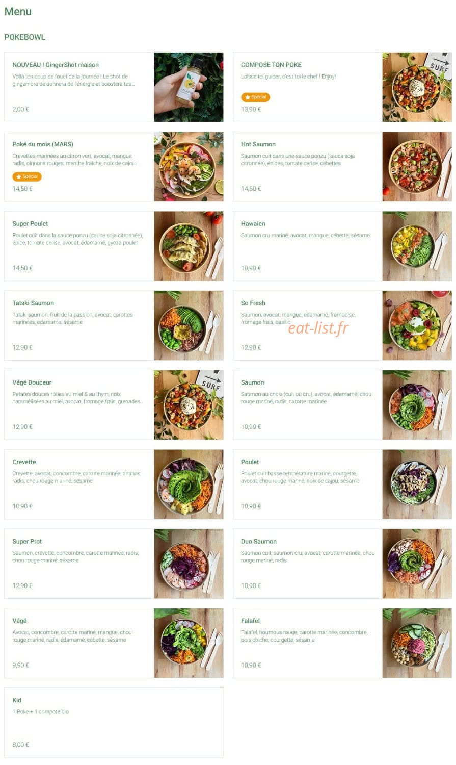 Poka bowl — carte page 1