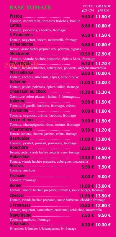 presto pizza — carte page 3