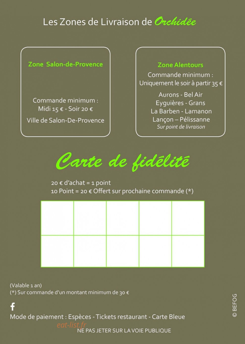 Restaurant Orchidée — carte page 10