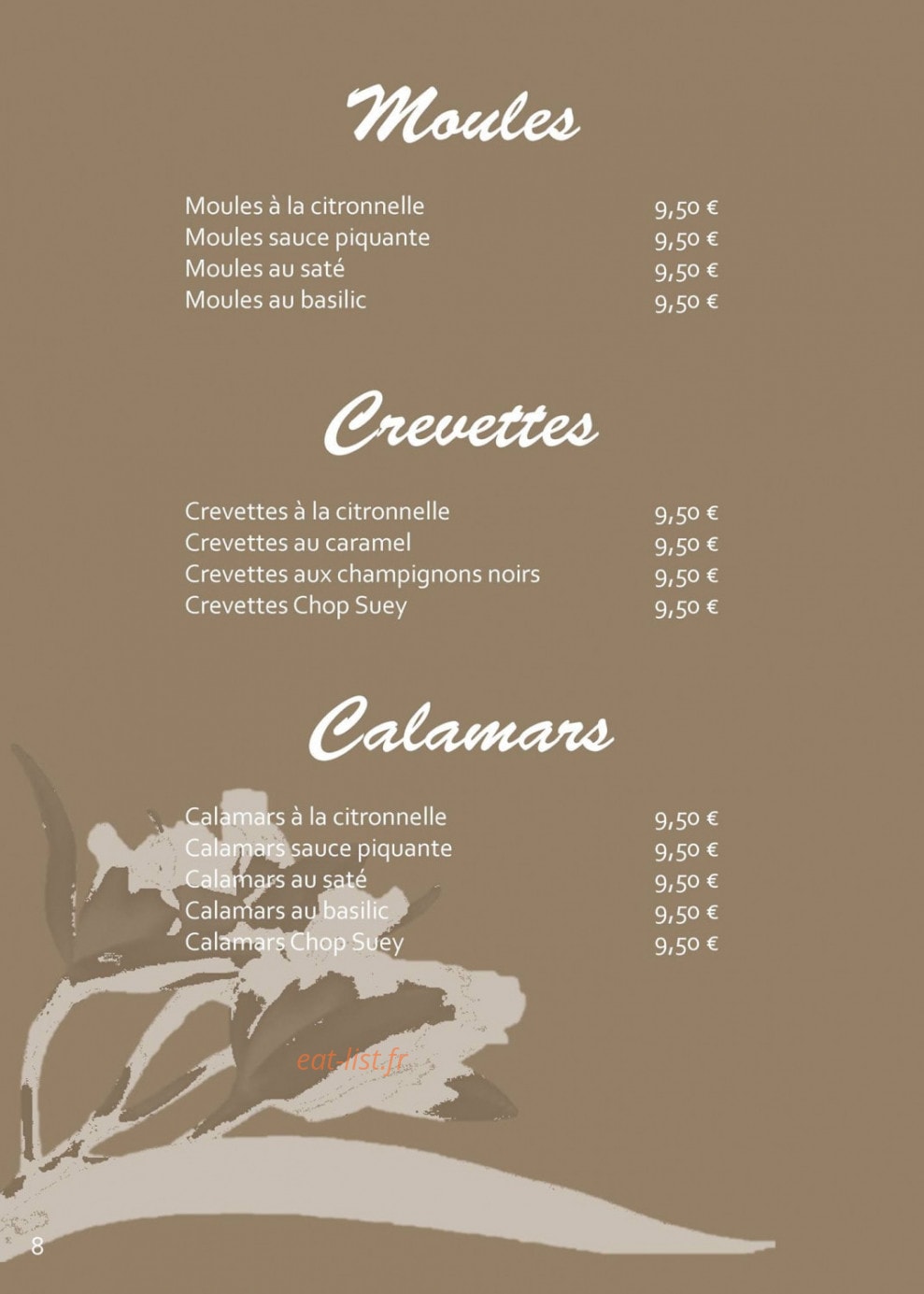Restaurant Orchidée — carte page 7
