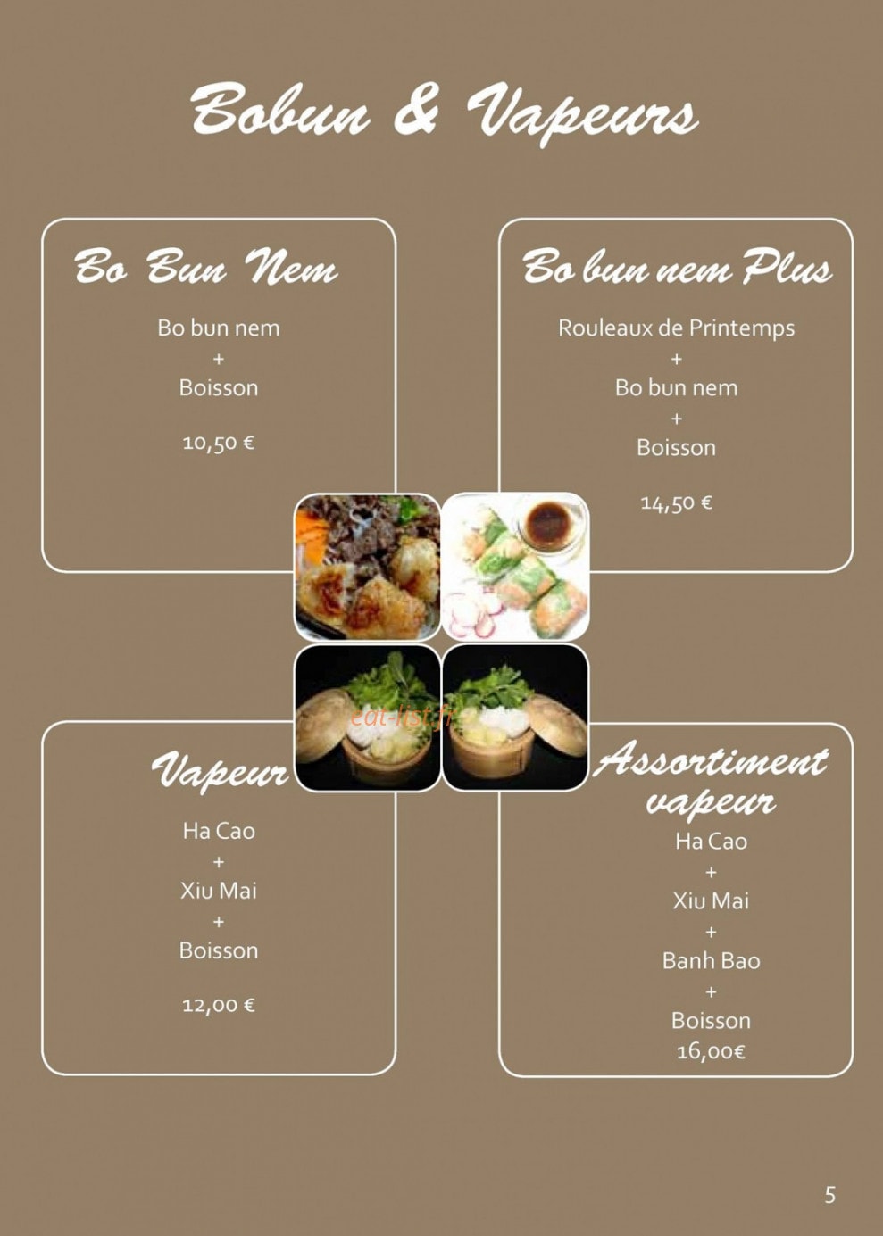 Restaurant Orchidée — carte page 2