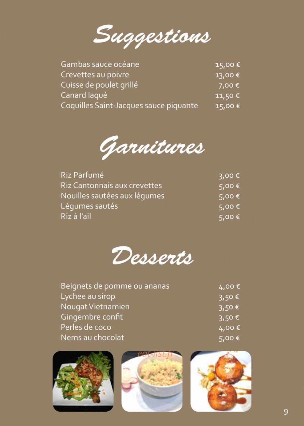 Restaurant Orchidée — carte page 8