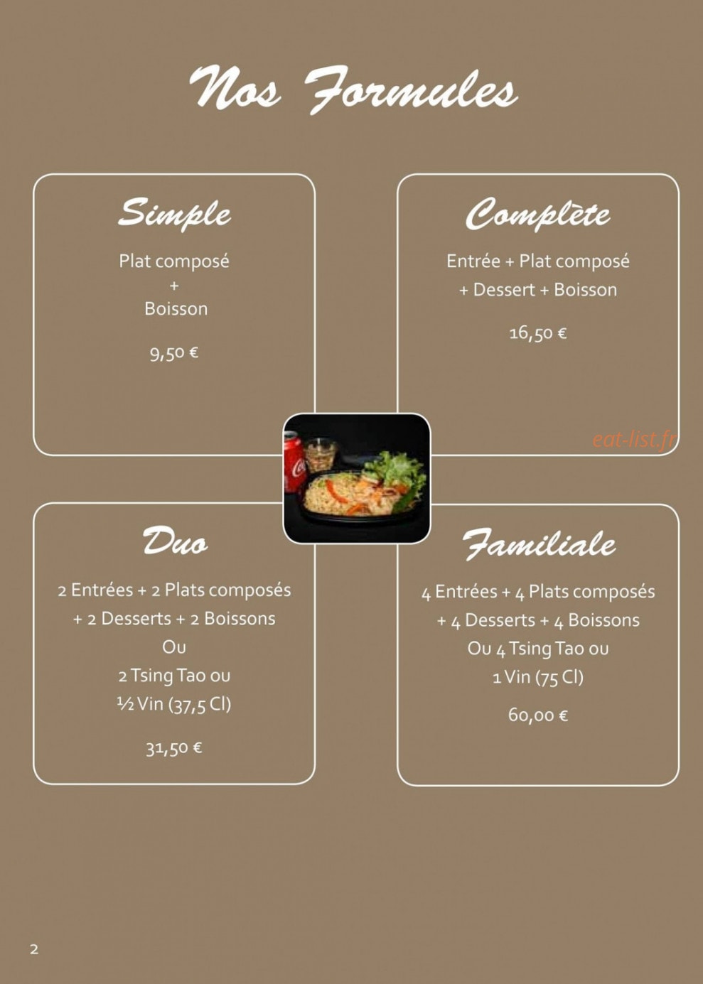 Restaurant Orchidée — carte page 1