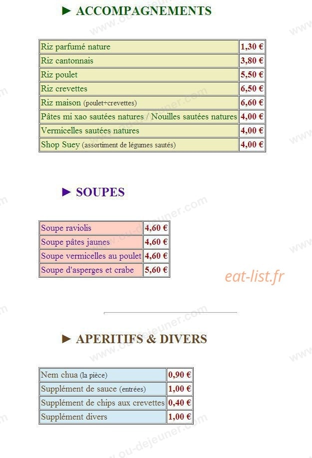 Saveur d'Asie — carte page 5